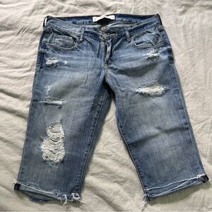 Abercrombie & Fitch Light Blue Distressed Cropped Jeans